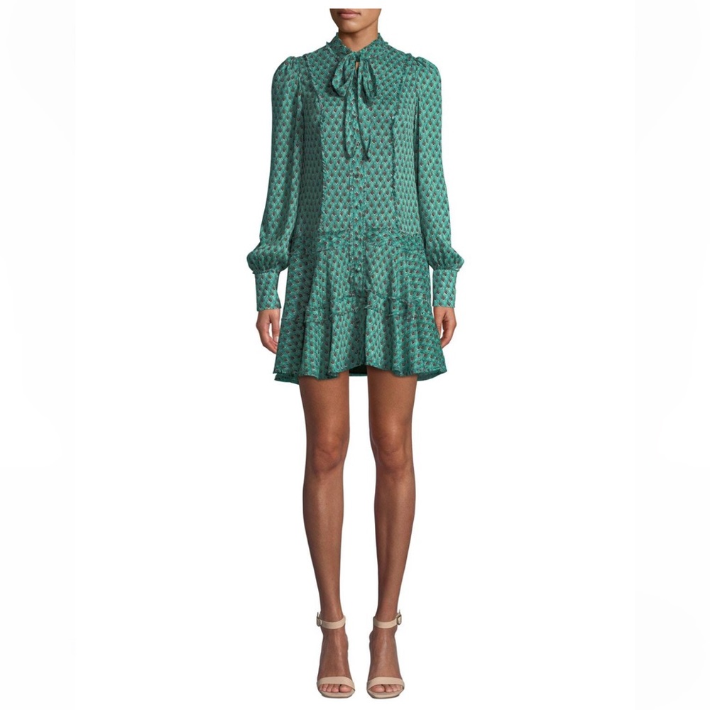 Alexis Green long Sleeve Silk Mini Dress XS